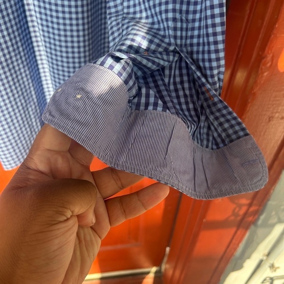 preppy classic j mclaughlin button down shirt size XL trim fit blue  100% cotton - Picture 5 of 5